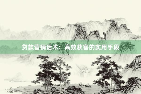 贷款营销话术：高效获客的实用手段